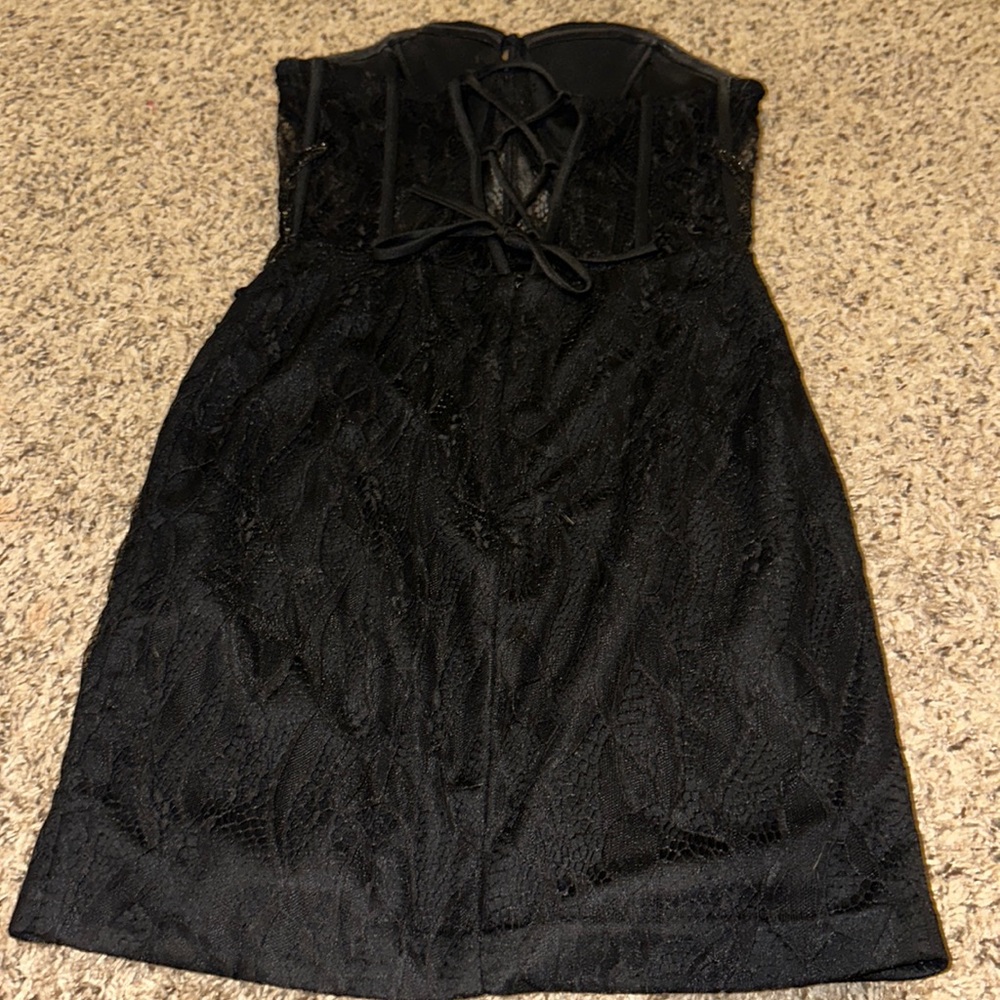 Black dress, corset top